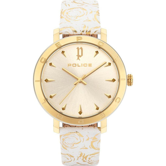 Police White Leather Watch Police Antique White
