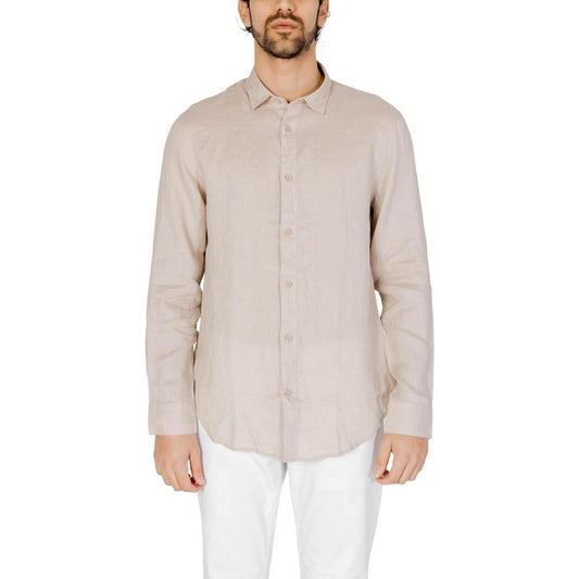 Armani Exchange Beige Linen Shirt Armani Exchange Light Gray