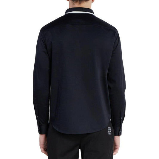 Armani Exchange Blue Cotton Shirt Armani Exchange Black