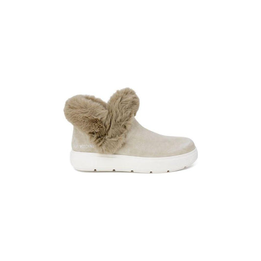 Love Moschino Beige Leather Sneaker Love Moschino Gray