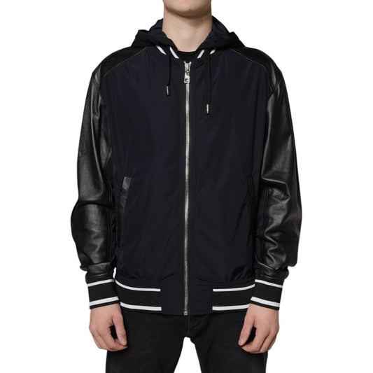 Dolce & Gabbana Black Hooded Full Zip Men Bomber Jacket Dolce & Gabbana Black