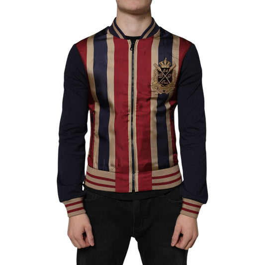 Dolce & Gabbana Multicolor #DGMillennials Full Zip Men Bomber Jacket Dolce & Gabbana Rosy Brown