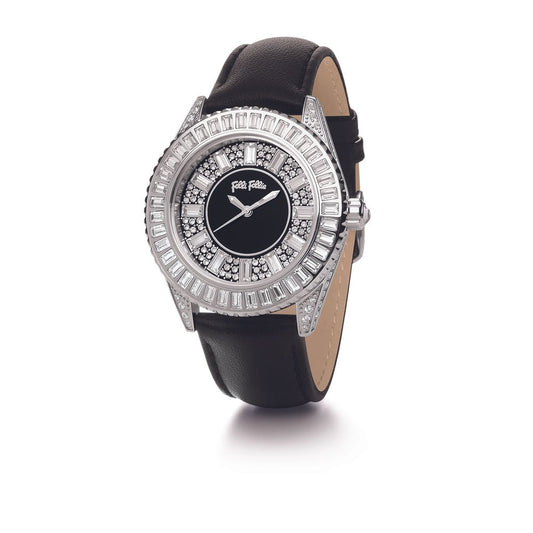 Folli Follie Black Leather Watch Folli Follie Gray