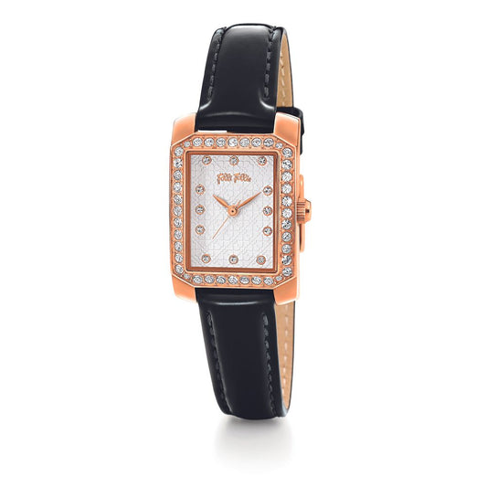 Folli Follie Black Leather Watch Folli Follie Dark Slate Gray