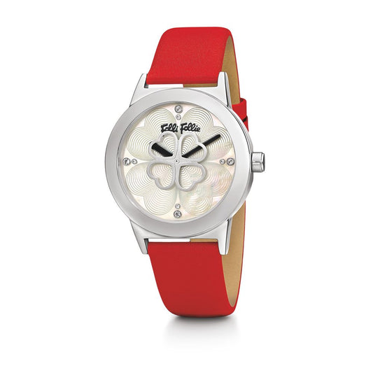 Folli Follie Red Leather Watch Folli Follie Light Gray