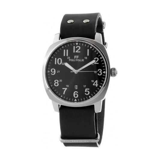 Folli Follie Black Leather Watch Folli Follie Dark Slate Gray