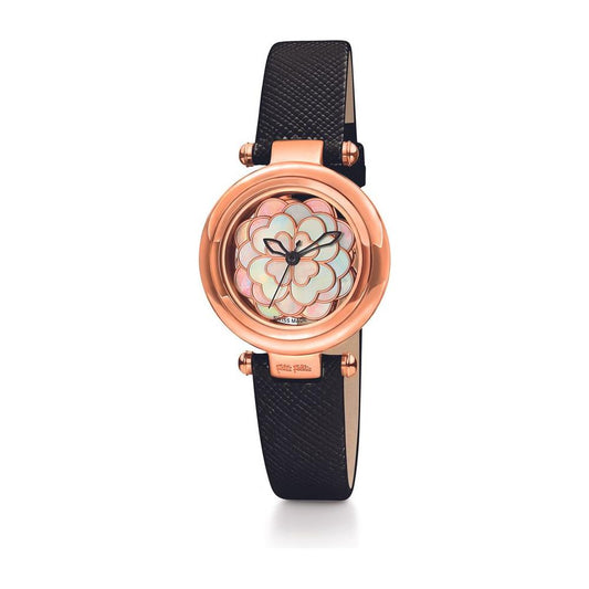 Folli Follie Black Leather Watch Folli Follie Dark Slate Gray