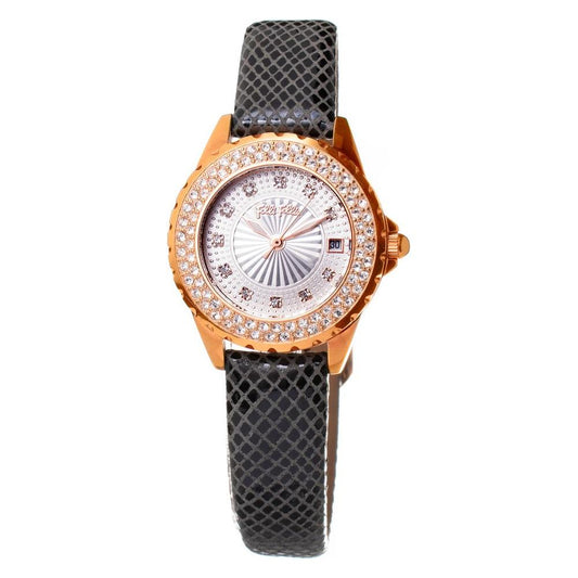 Folli Follie Black Leather Watch Folli Follie Light Gray
