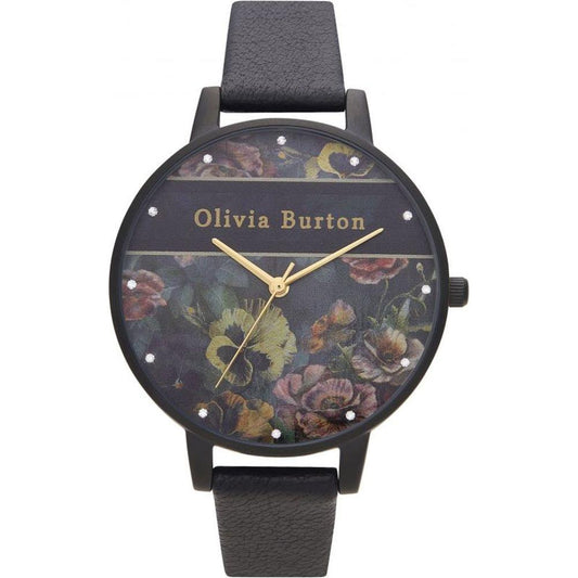 Olivia Burton Black Leather Watch Olivia Burton Dark Slate Gray