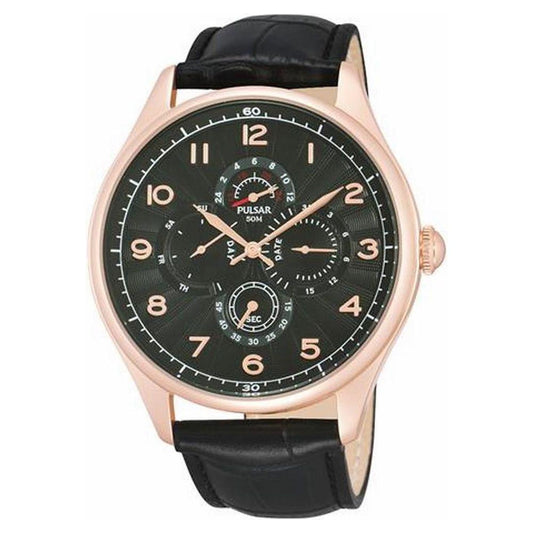 Pulsar Black Leather Watch Pulsar Light Gray