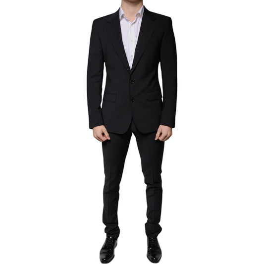 Dolce & Gabbana Black Wool 3 Piece Slim Fit Formal Men Suit Dolce & Gabbana Black