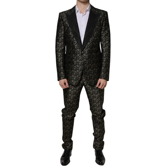 Dolce & Gabbana Black Stars Jacquard SICILIA 2 Piece Suit Dolce & Gabbana Black