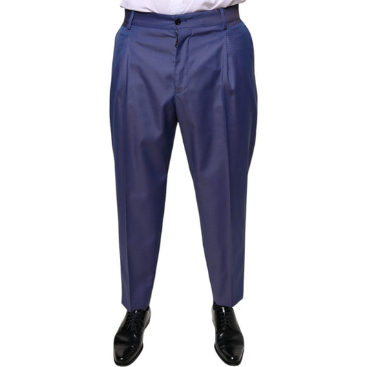 Dolce & Gabbana Blue Wool Tapered Formal Dress Pants Dolce & Gabbana Dark Slate Gray