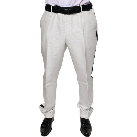 Dolce & Gabbana White Polyester Formal Dress Pants Dolce & Gabbana Gray