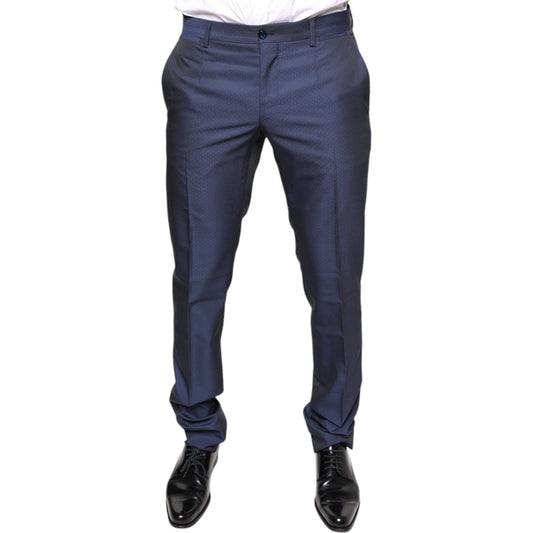 Dolce & Gabbana Blue Polyester Formal Tuxedo Pants Dolce & Gabbana Dark Slate Gray