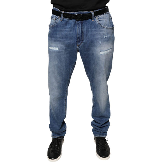 Dolce & Gabbana Blue Washed Cotton Stretch Men Denim Jeans Dolce & Gabbana Dim Gray