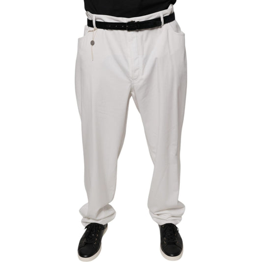 Brunello Cucinelli White Cotton Men Dress Tapered Pants Brunello Cucinelli Gray