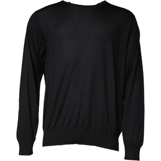 Dolce & Gabbana Black Cashmere Crew Neck Pullover Sweater Dolce & Gabbana Black