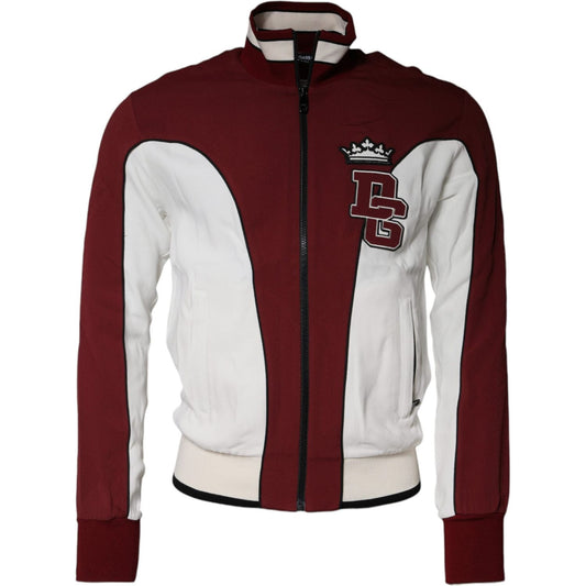 Dolce & Gabbana Red White Logo Full Zip Sweatshirt Sweater Dolce & Gabbana Light Gray