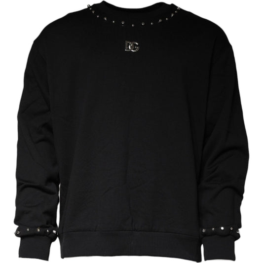 Dolce & Gabbana Black Logo Stud Pullover Sweatshirt Sweater Dolce & Gabbana Black