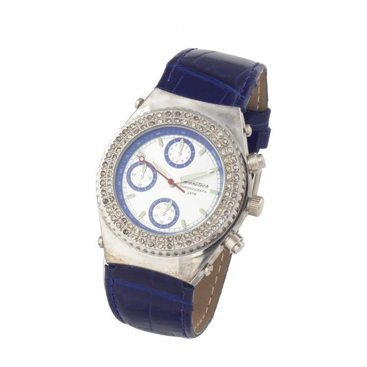 Chronotech Blue Leather Watch Chronotech Light Gray
