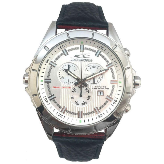 Chronotech Black Leather Watch Chronotech Dark Slate Gray