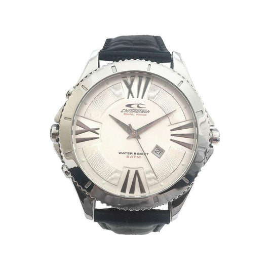 Chronotech Black Leather Watch Chronotech Light Gray