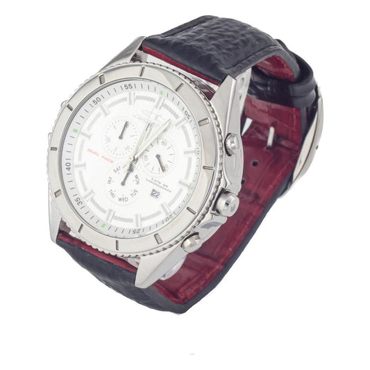 Chronotech Black Leather Watch Chronotech Dark Slate Gray