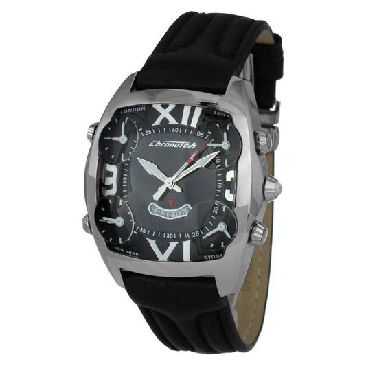 Chronotech Black Leather Watch Chronotech Dark Slate Gray
