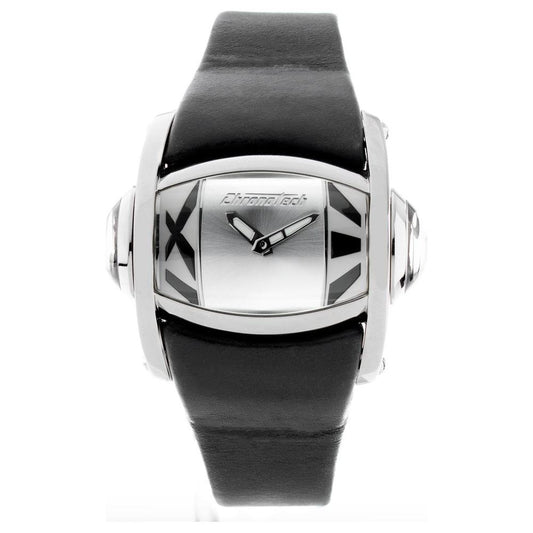 Chronotech Black Leather Watch Chronotech Dark Slate Gray