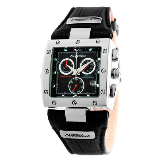 Chronotech Black Leather Watch Chronotech Black