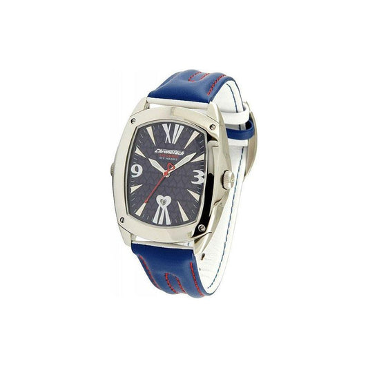 Chronotech Blue Leather Watch Chronotech Light Gray