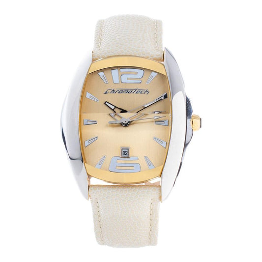 Chronotech Beige Leather Watch Chronotech Light Gray