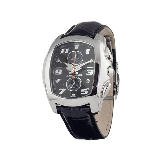 Chronotech Black Leather Watch Chronotech Dark Slate Gray