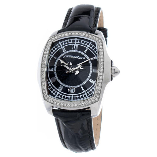 Chronotech Black Leather Watch Chronotech Light Gray