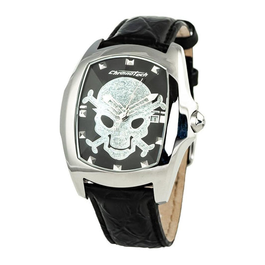 Chronotech Black Leather Watch Chronotech Light Gray