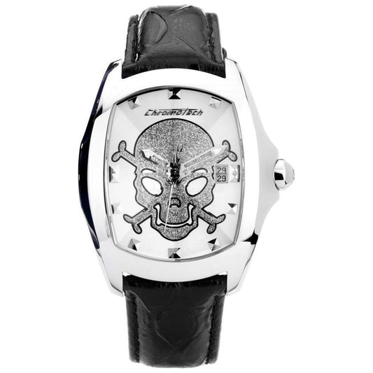 Chronotech Black Leather Watch Chronotech Dark Slate Gray