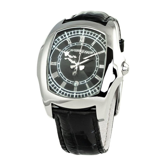 Chronotech Black Leather Watch Chronotech Light Gray