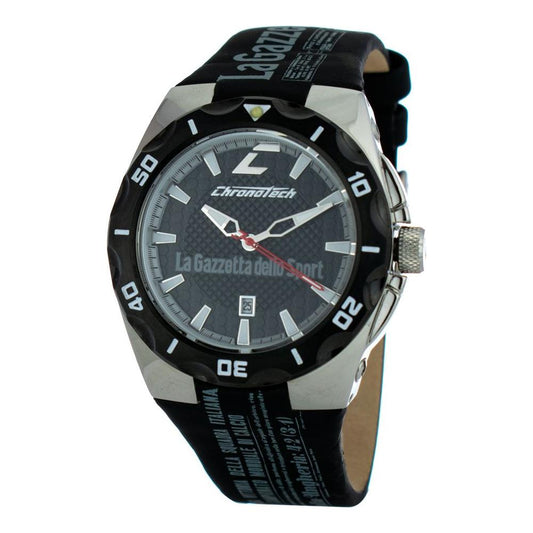 Chronotech Black Leather Watch Chronotech Dark Slate Gray