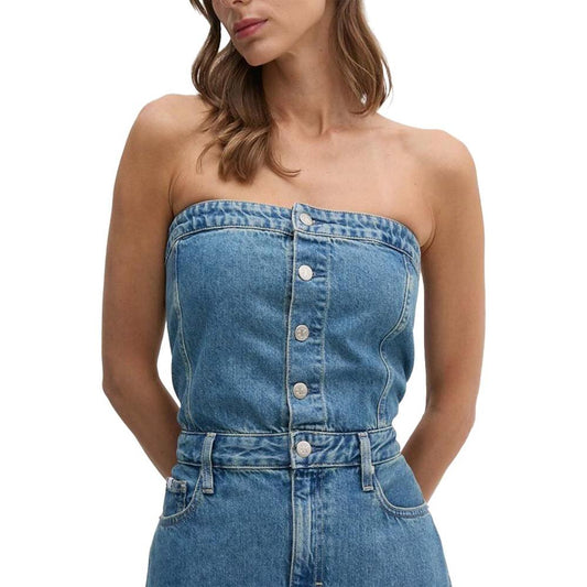 Calvin Klein Jeans Blue Cotton Dress Calvin Klein Jeans Dim Gray