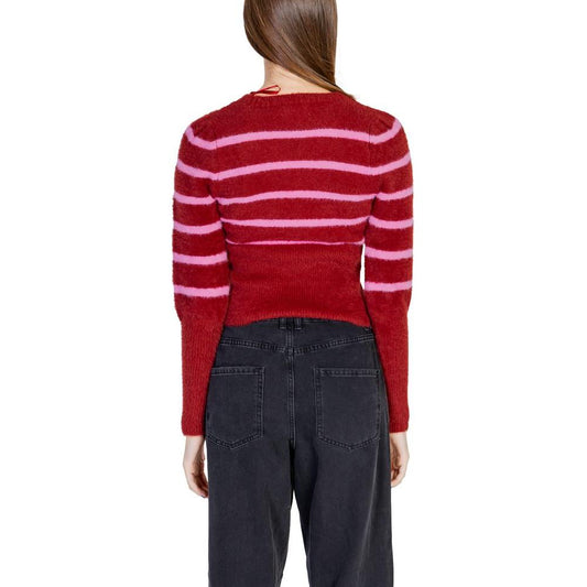 Only Red Nylon Sweater Only Dark Slate Gray