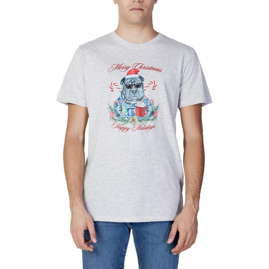Jack Jones Gray Cotton T-Shirt Jack Jones Light Gray