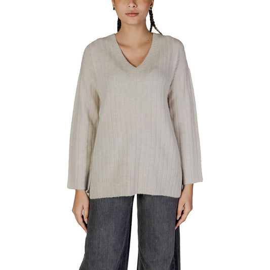 Vila Clothes Beige Acrylic Sweater Vila Clothes Dark Gray