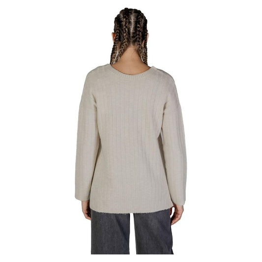 Vila Clothes Beige Acrylic Sweater Vila Clothes Gray