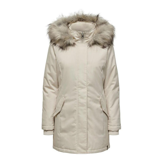 Only Beige Polyester Jackets & Coat Only Gray