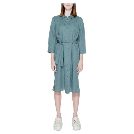 Street One Green Linen Dress Street One Light Slate Gray