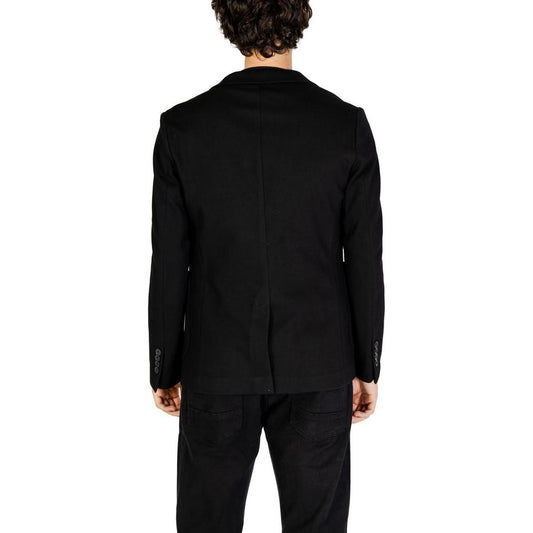 Gianni Lupo Black Cotton Blazer Gianni Lupo Black
