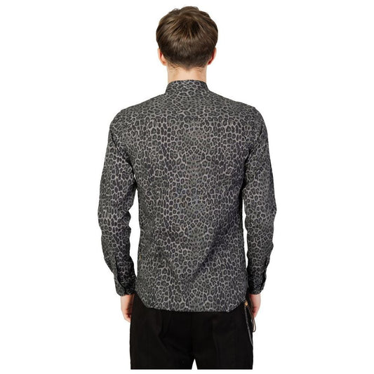 Gianni Lupo Gray Cotton Shirt Gianni Lupo Dark Slate Gray