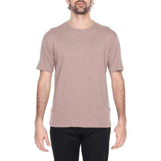 Gianni Lupo Gray Cotton T-Shirt Gianni Lupo Rosy Brown