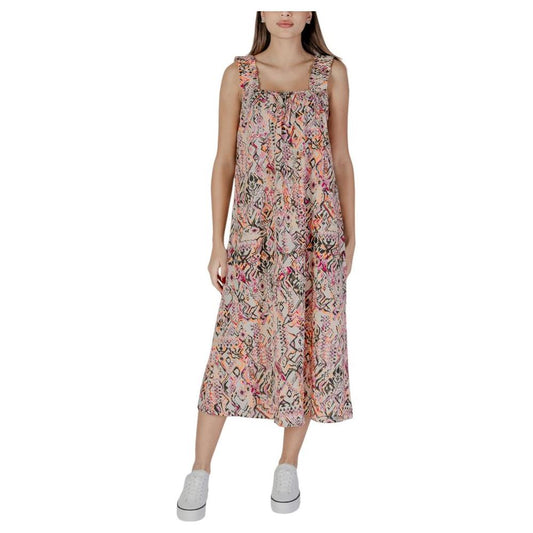B.Young Multicolor Cotton Dress B.Young Rosy Brown